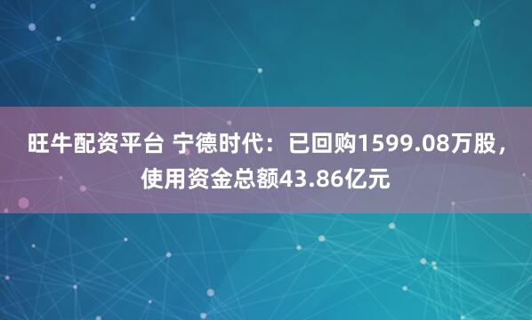 旺牛配资平台 宁德时代：已回购1599.08万股，使用资金总额43.86亿元