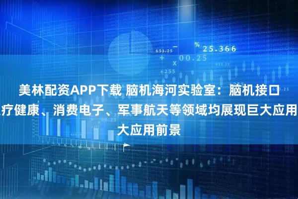 美林配资APP下载 脑机海河实验室：脑机接口在医疗健康、消费电子、军事航天等领域均展现巨大应用前景